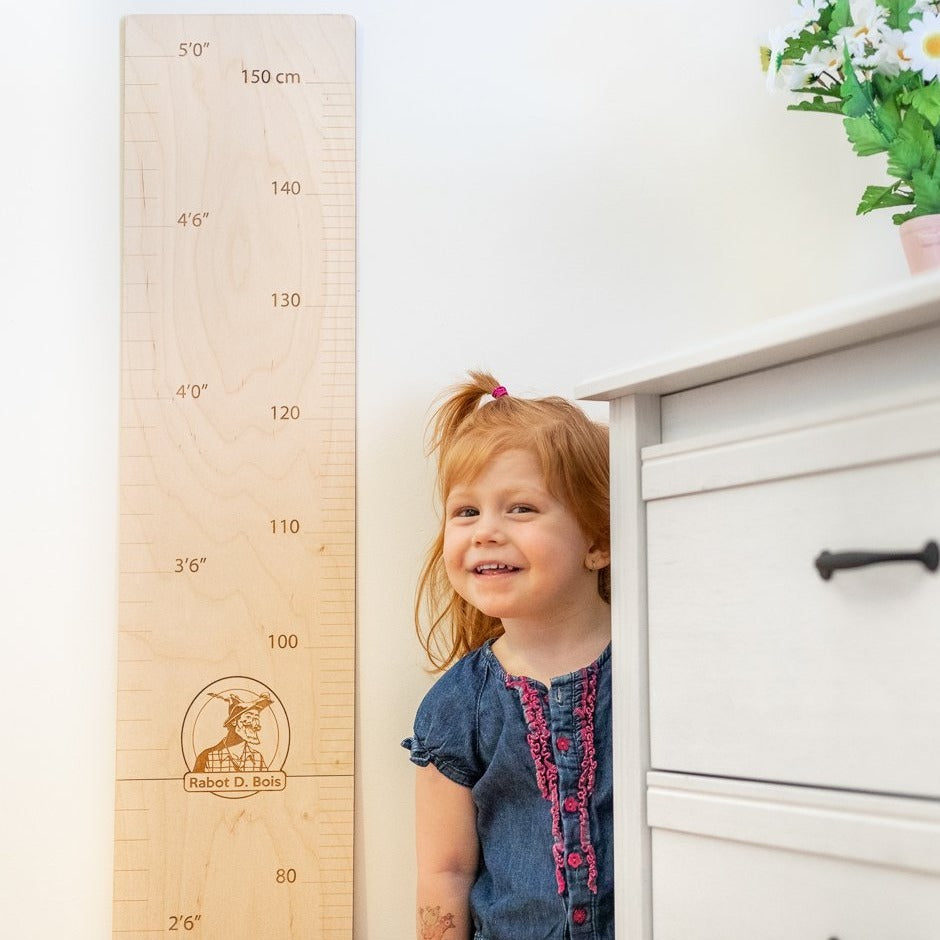 Toise Murale Amovible Pour Enfant - 59 X 7,9 Pouces, Toile Et Bois, Motifs Colorés, Mesure De Croissance Pratique