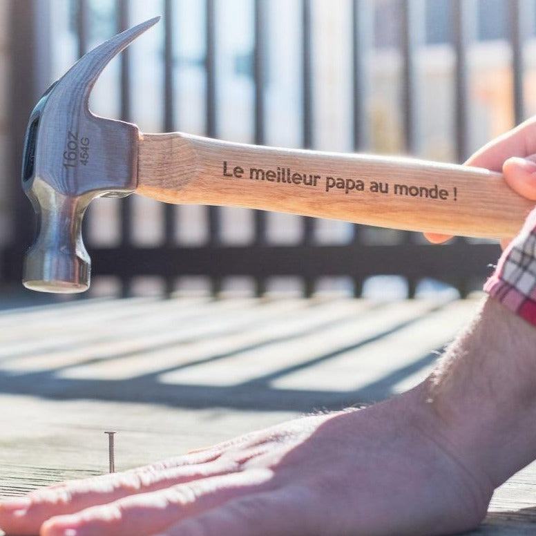 Marteau Personnalisé Gravé - Cadeau Pour Homme, Mari, Père - Bois Et Métal, 33 X 13,5 Cm - Personnalisation Nom/logo - 10