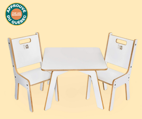 Scalable wooden table and chairs kit for children - Le Mini Curieux